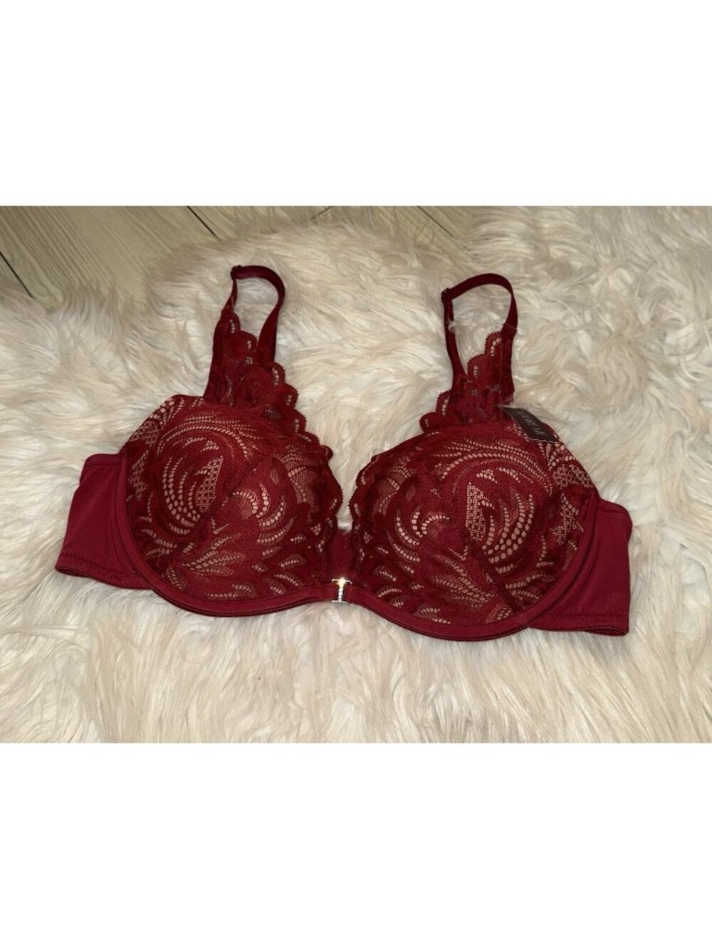 Adore Me 09557 Womens Push Up Plunge Bra Lace Underwire Padded 36C Red New Nwt
